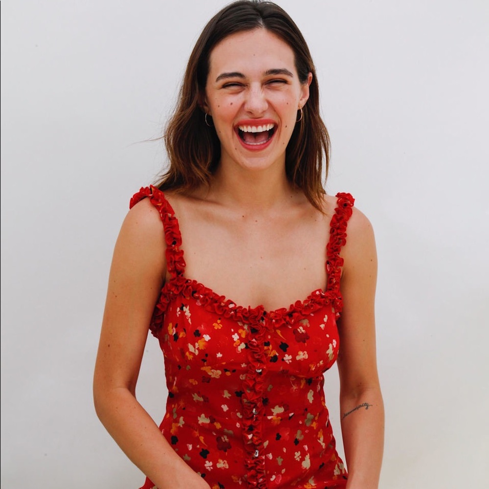 Réalisation Juliet Midi Dress in Rouge Fleur - MED